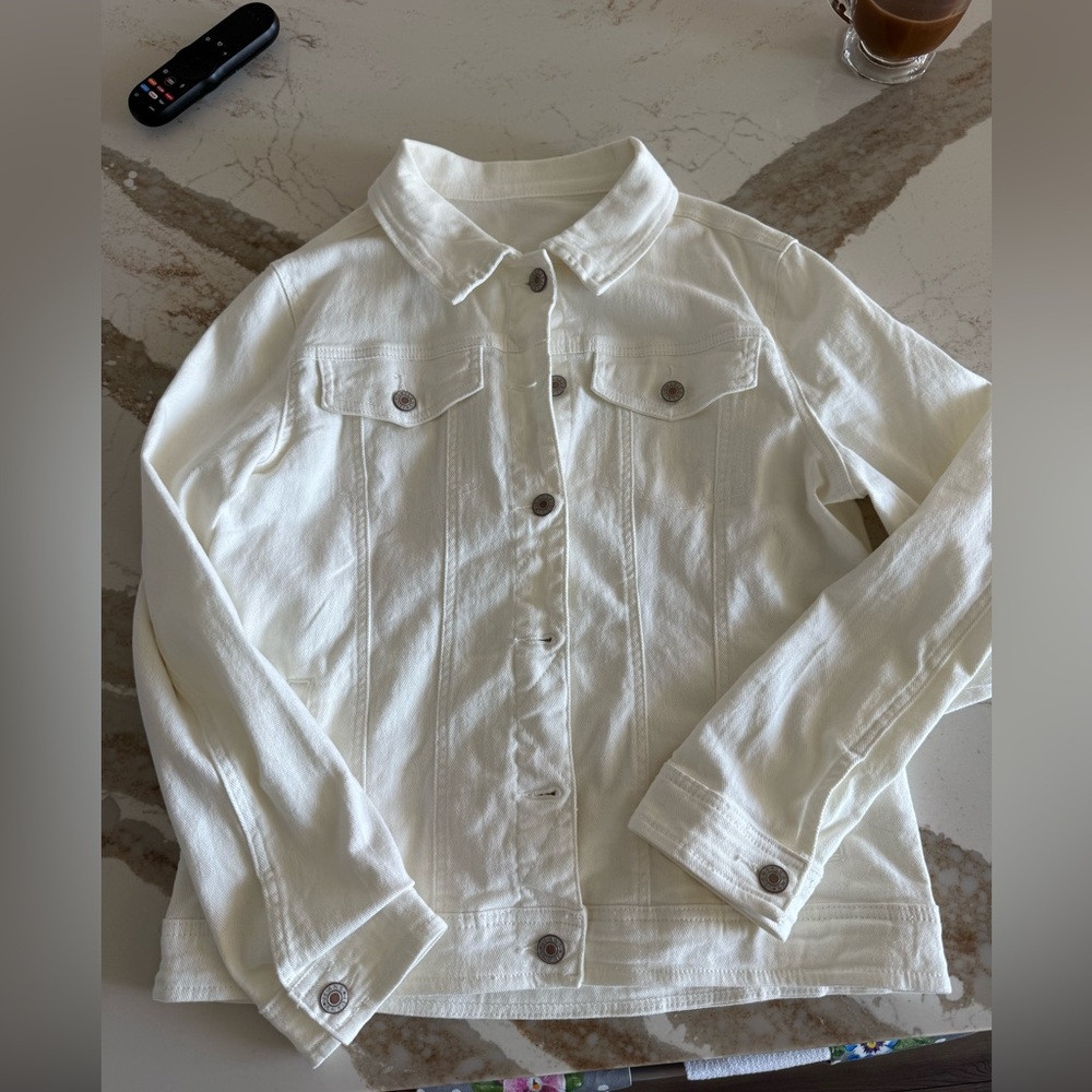 Women's White Denim Jean Jacket - Classic Button-Front